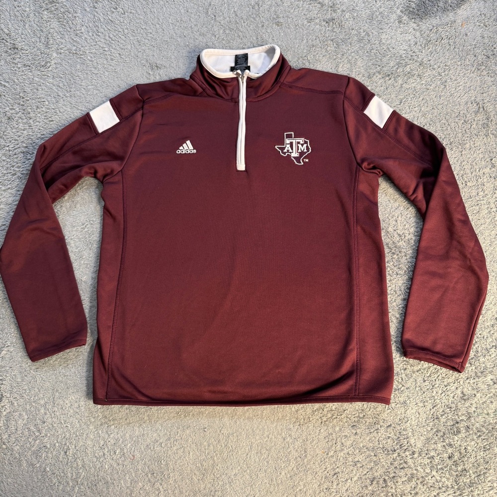 Adidas Youth Texas A&M Aggies Quarter Zip Pullover Large 14/16 Maroon NCAA Sport
